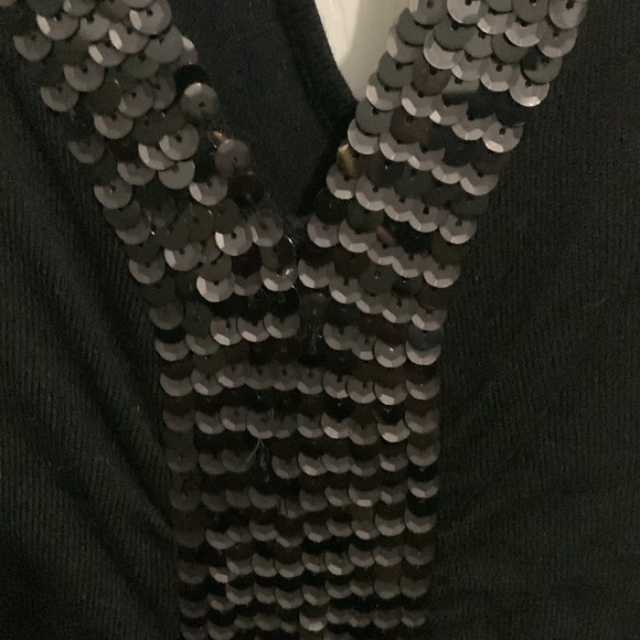 Bebe form fitting, little black dress with sequin trim, size small, gently worn - Picture 3 of 6